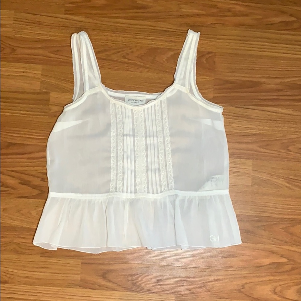 Gilly Hicks White Lace Embroidered Tank Top!